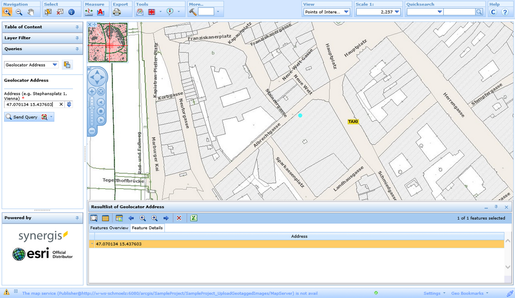 Enter coordinates in the geolocator query