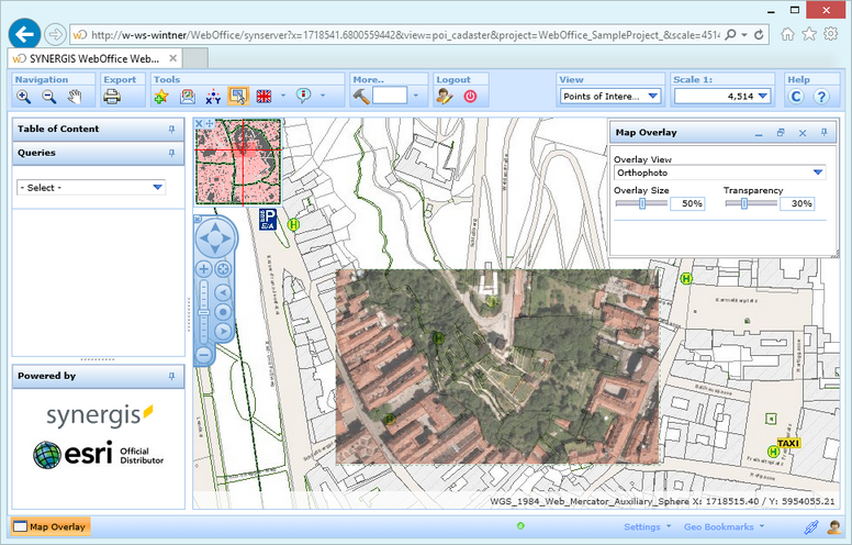 Map Overlay tool in the WebOffice html client
