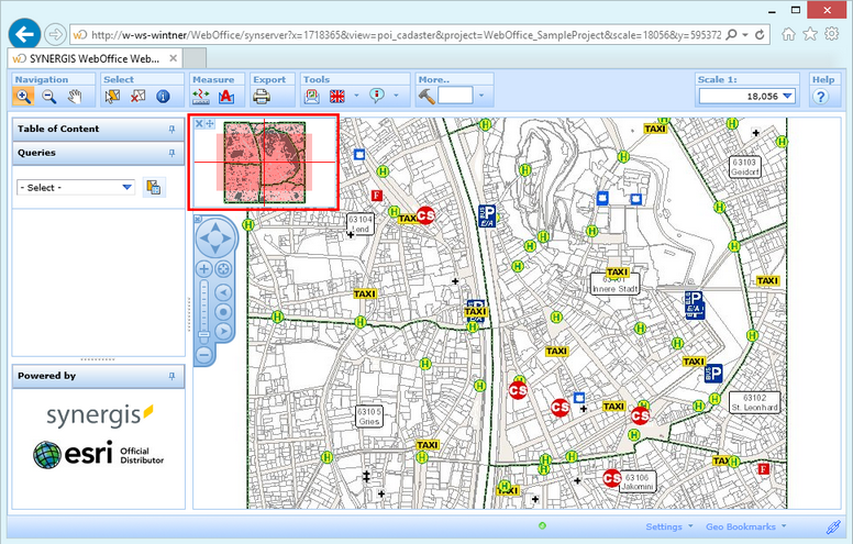 The overview map in the WebOffice html client