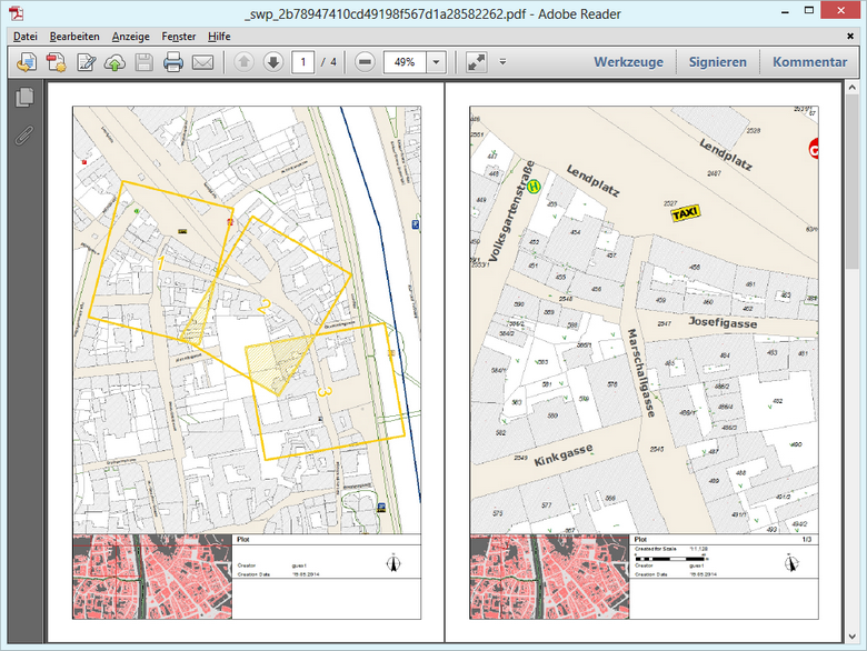 Print with overview page and three sheets