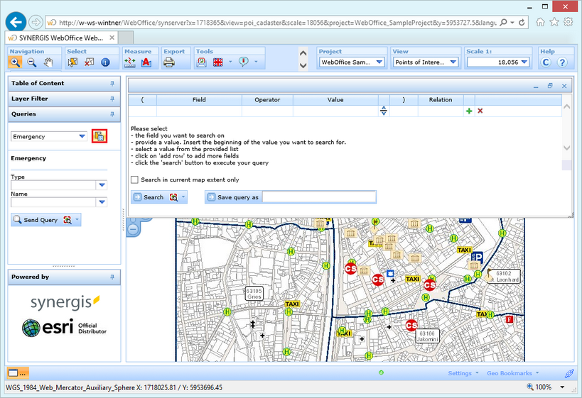 Generic search using the query builder in the WebOffice html client