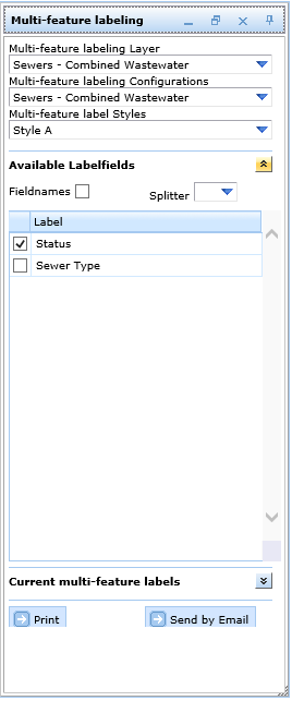 Fully expanded Multifeature Labeling tool dialog in the WebOffice html client