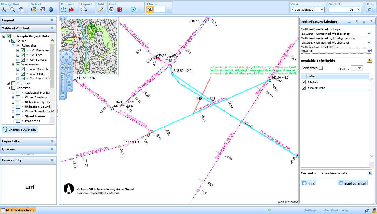 Multifeature Labeling in HTML Client - Selection of line features