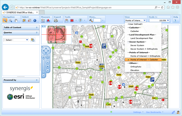 Select a map view from a structured list Select a map view from a structured list