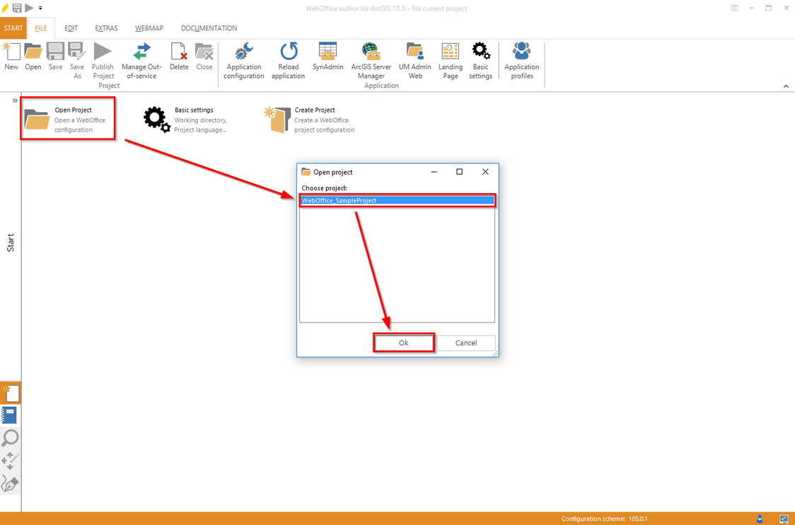 WebOffice author - load the project configuration