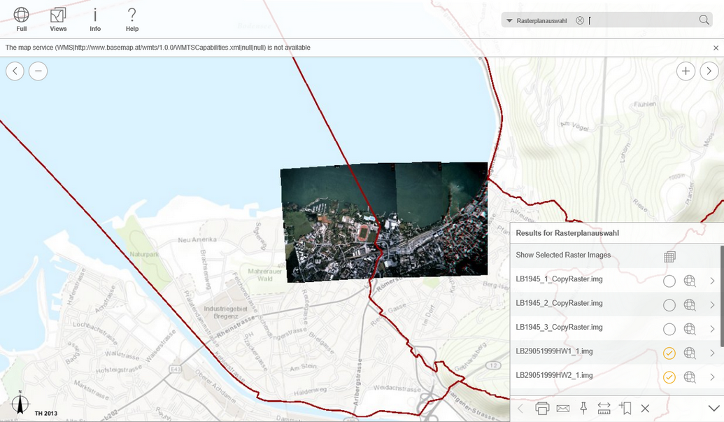 Multiple selection of raster images of a raster catolog within the WebOffice mobile client