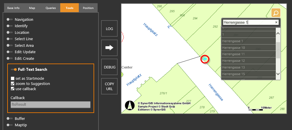 WebOffice map widget testcontainer - FTS