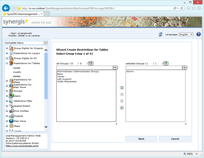 Create restrictions for tables - step 1