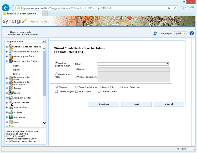 Create restrictions for tables  - step 3
