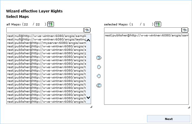 UserManagement Admin Web - select maps for effective layer rights