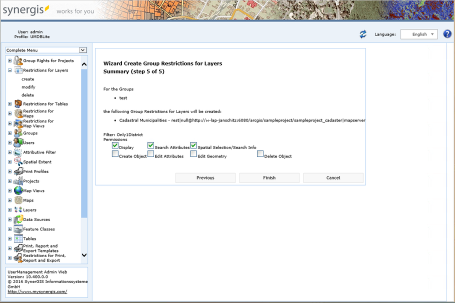 Create group restrictions for layers  - step 5 summary