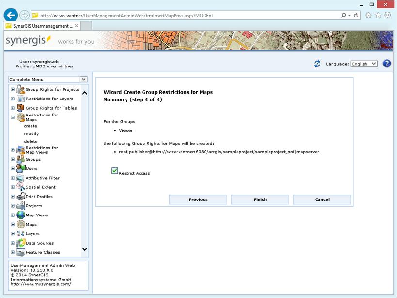 Create group restrictions for maps - step 4 summary Create group restrictions for maps - step 4 summary