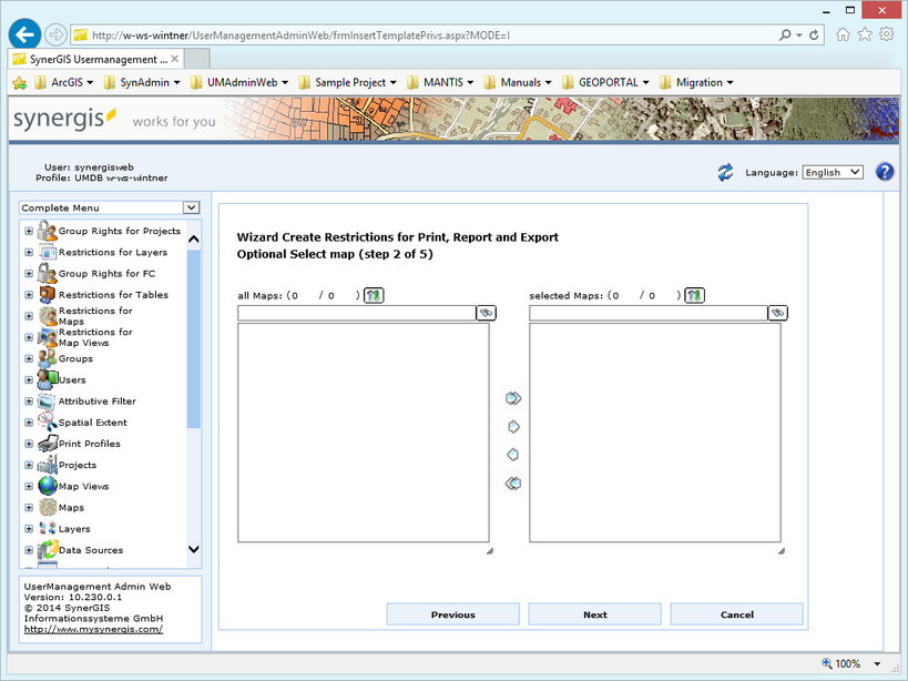 Create restrictions for print, report and export - step 2