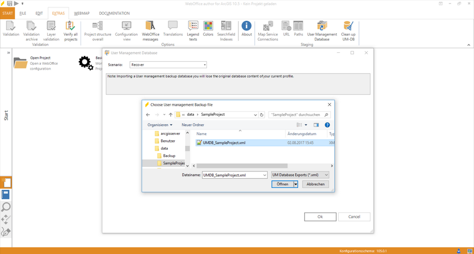 Select the sample UMDB XML file Select the sample UMDB XML file