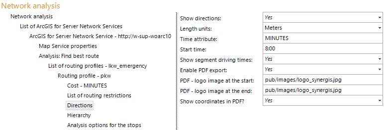 Directions configuration