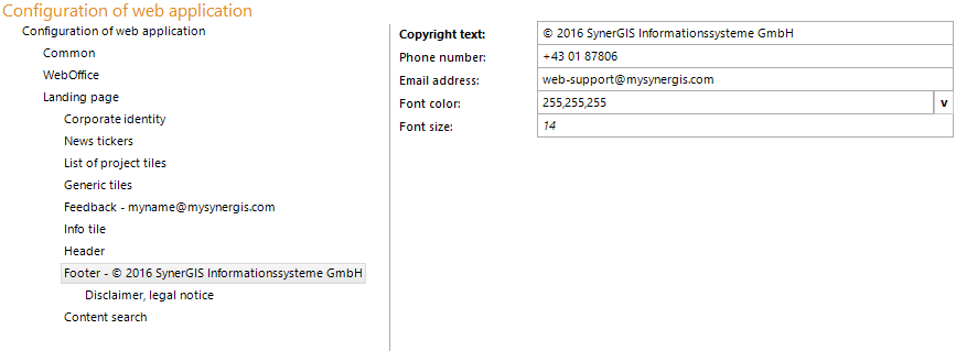 Configuration footer