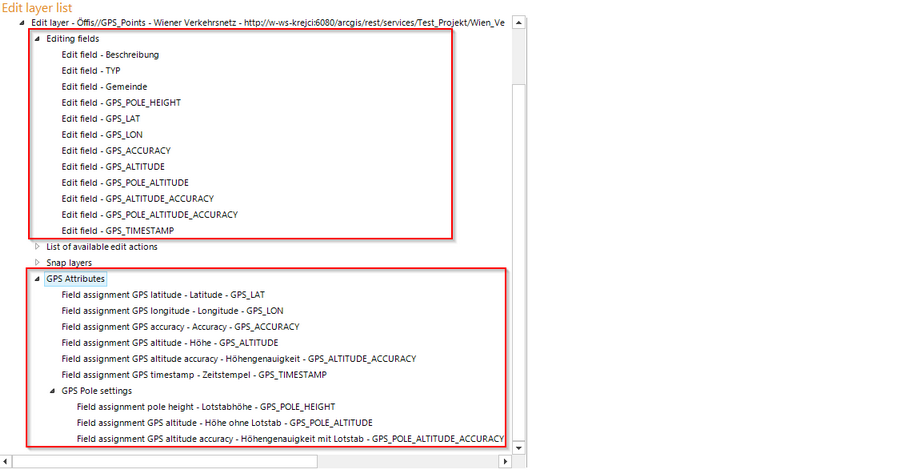 Configuration of GPS attributes