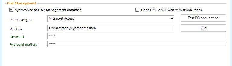 Basic settings - Synchronize to a Microsoft Access database