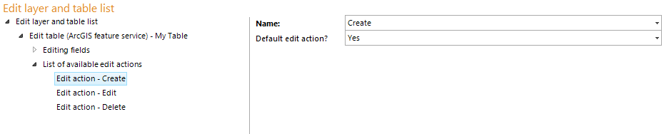 Configuration of an edit action Configuration of an edit action