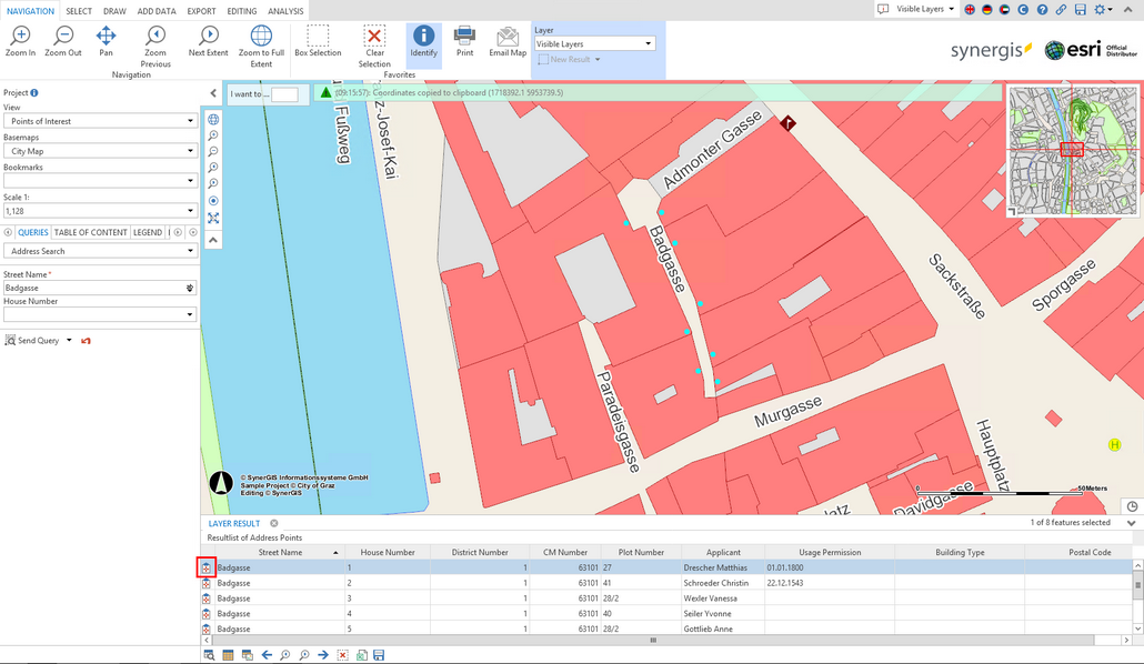 WebOffice core client - Copy coordinates to clipboard by using the button