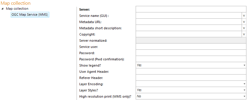 OGC WMS map service (WMS) configuration