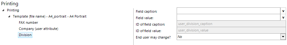 Division configuration Division configuration