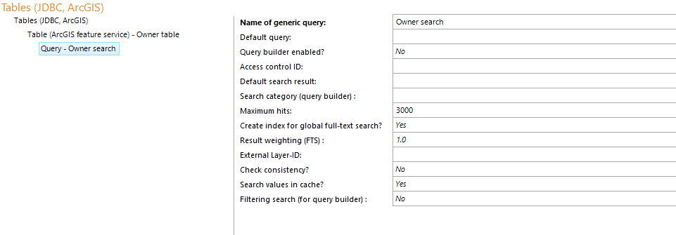 Table query configuration (ArcGIS Feature Service)