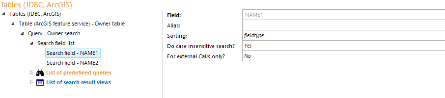 Search field list and search field