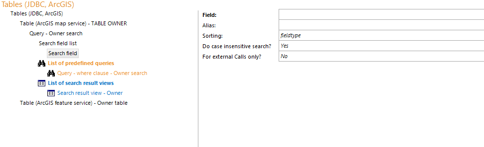 Search field list and search field