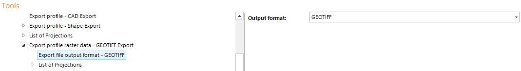 Export file output format configuration