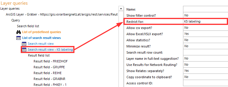 Restriction of a search result for K5 labeling