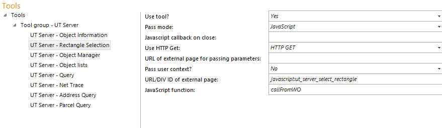 Configuration - UT Server Rectangle Selection