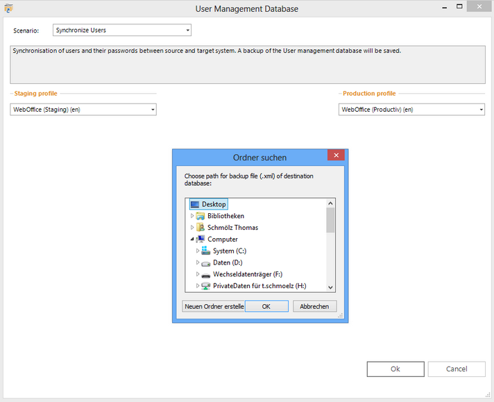 Choose the location to save the backup UMDB file