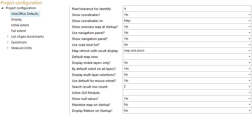 WebOffice defaults configuration WebOffice defaults configuration