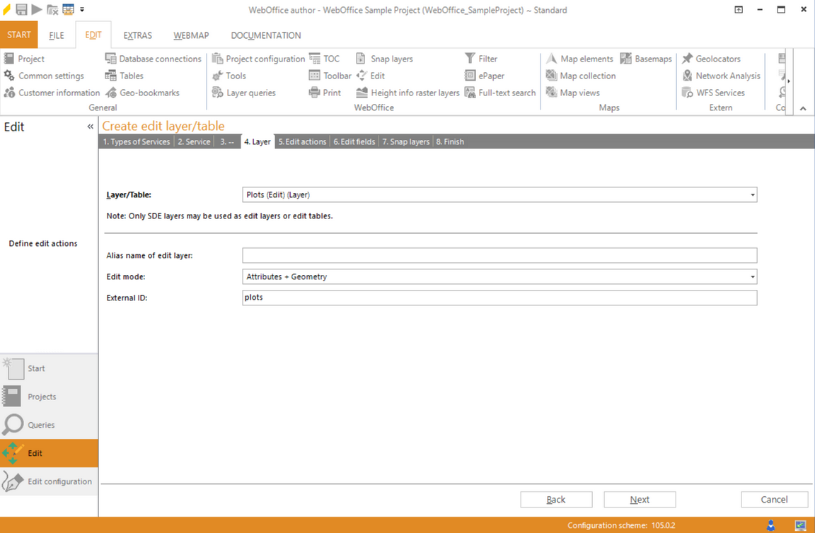 Wizard "Create edit layer/table" - layer