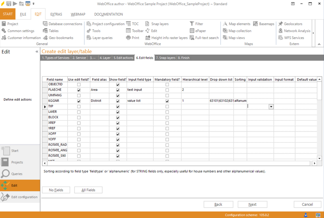 Wizard "Create edit layer/table" - edit fields