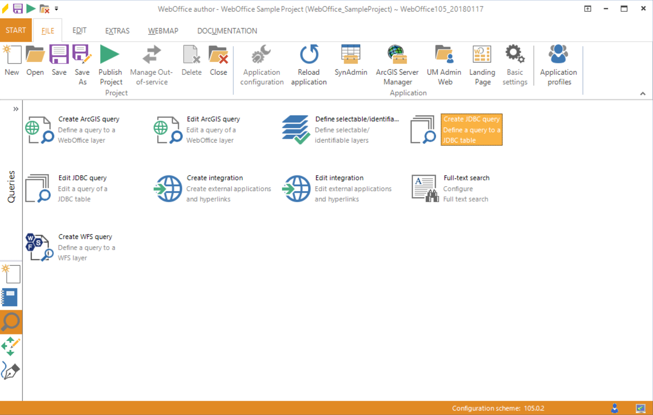 Starting the wizard "Create JDBC query"