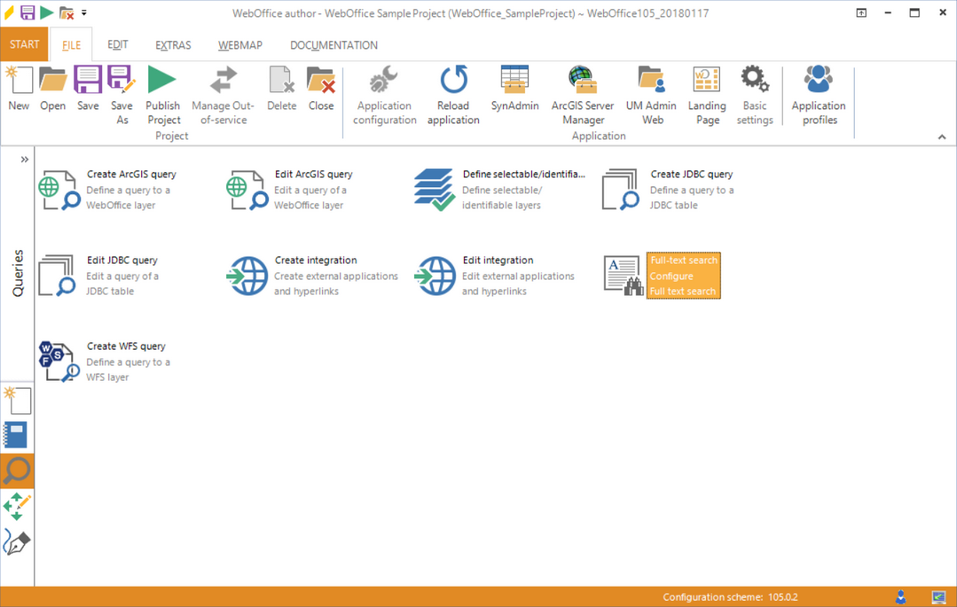 Starting the wizard "Full-text search"