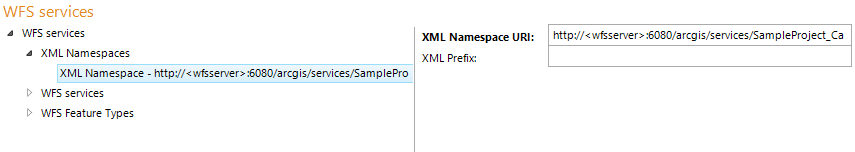 XML namespace of WFS service configuration