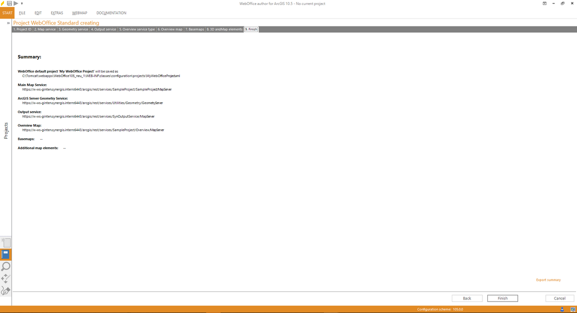 Wizard "Create Project" - finish the wizard