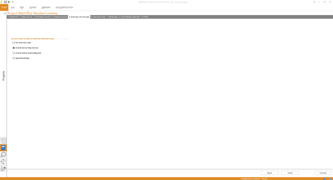 Wizard "Projekt erstellen" - Übersichtskartentyp