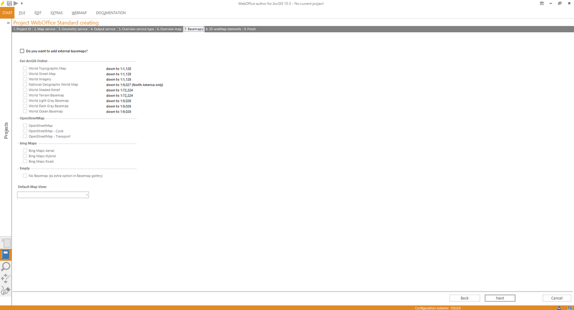 Wizard "Create Project" - basemap 