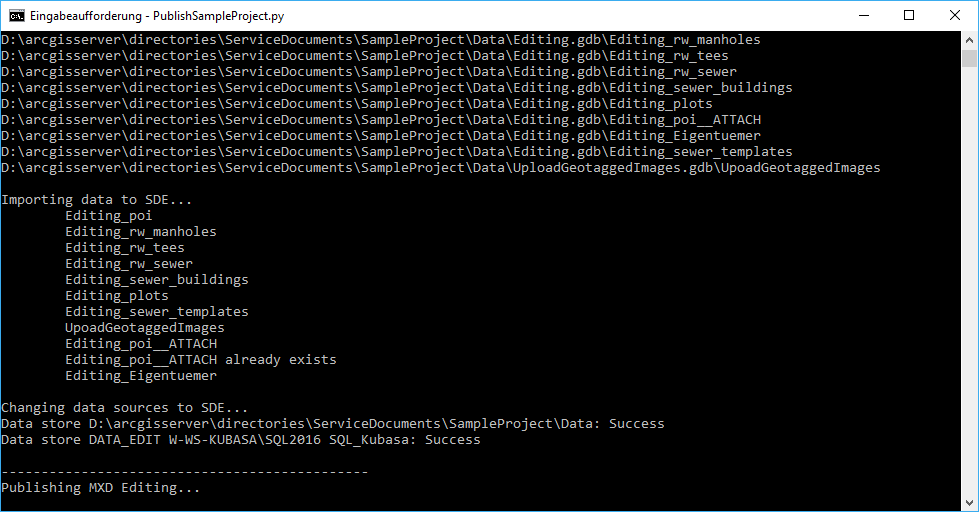 Publishing services via script Publishing services via script