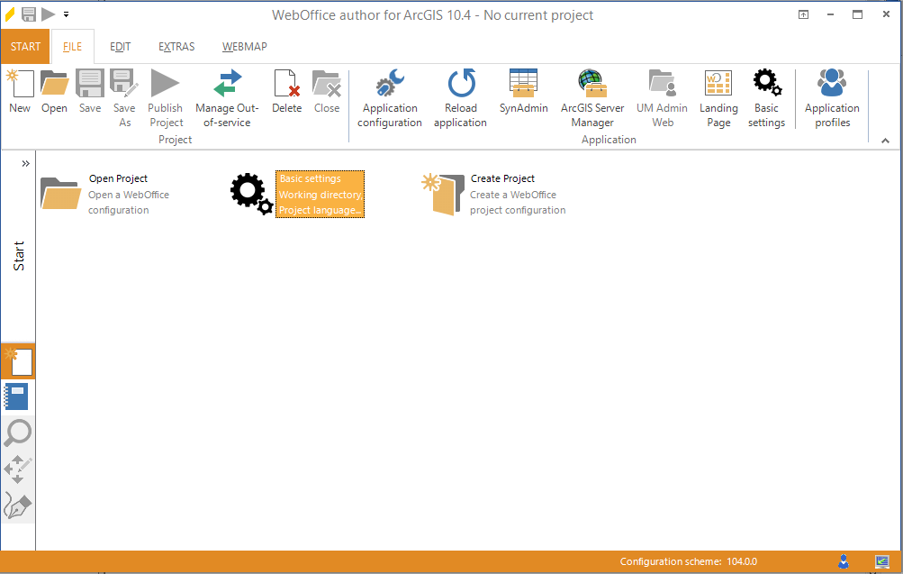 Open basic settings in WebOffice author