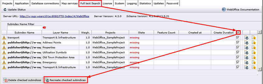Create the subindices in Synadmin Create the subindices in Synadmin