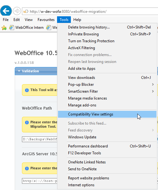 Change the Compability View settings in Internet Explorer
