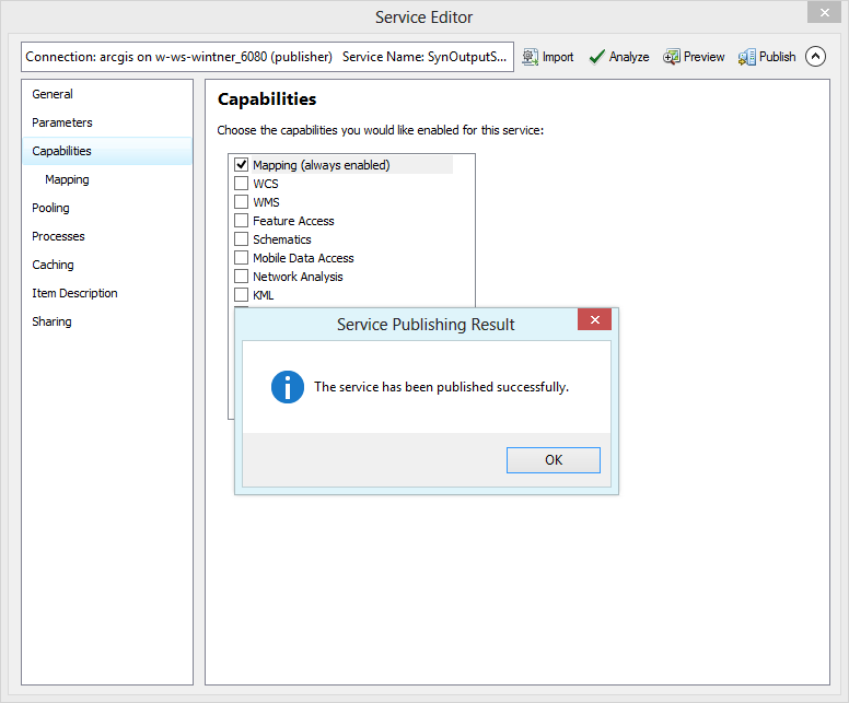 Successfully published SynOutputService Successfully published SynOutputService