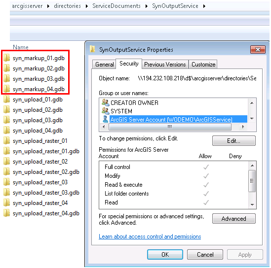 SynOutputService - Security settings for gdb SynOutputService - Security settings for gdb