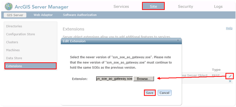 Update SOE in ArcGISServer Manager