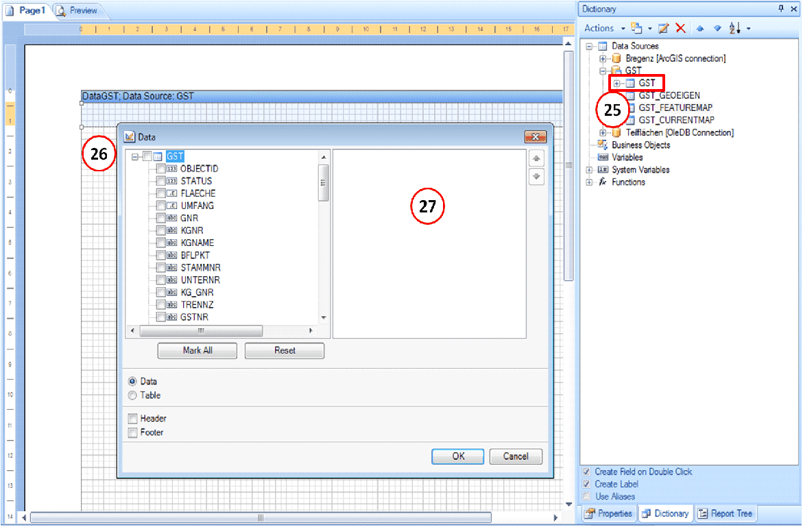 Dragging data source into the page Dragging data source into the page